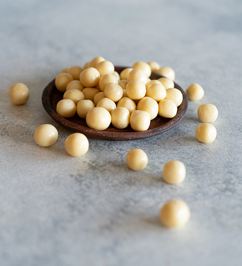 Coco bañado en chocolate blanco
